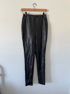 H&M Black Faux Leather High-Waist Leggings (size XS)